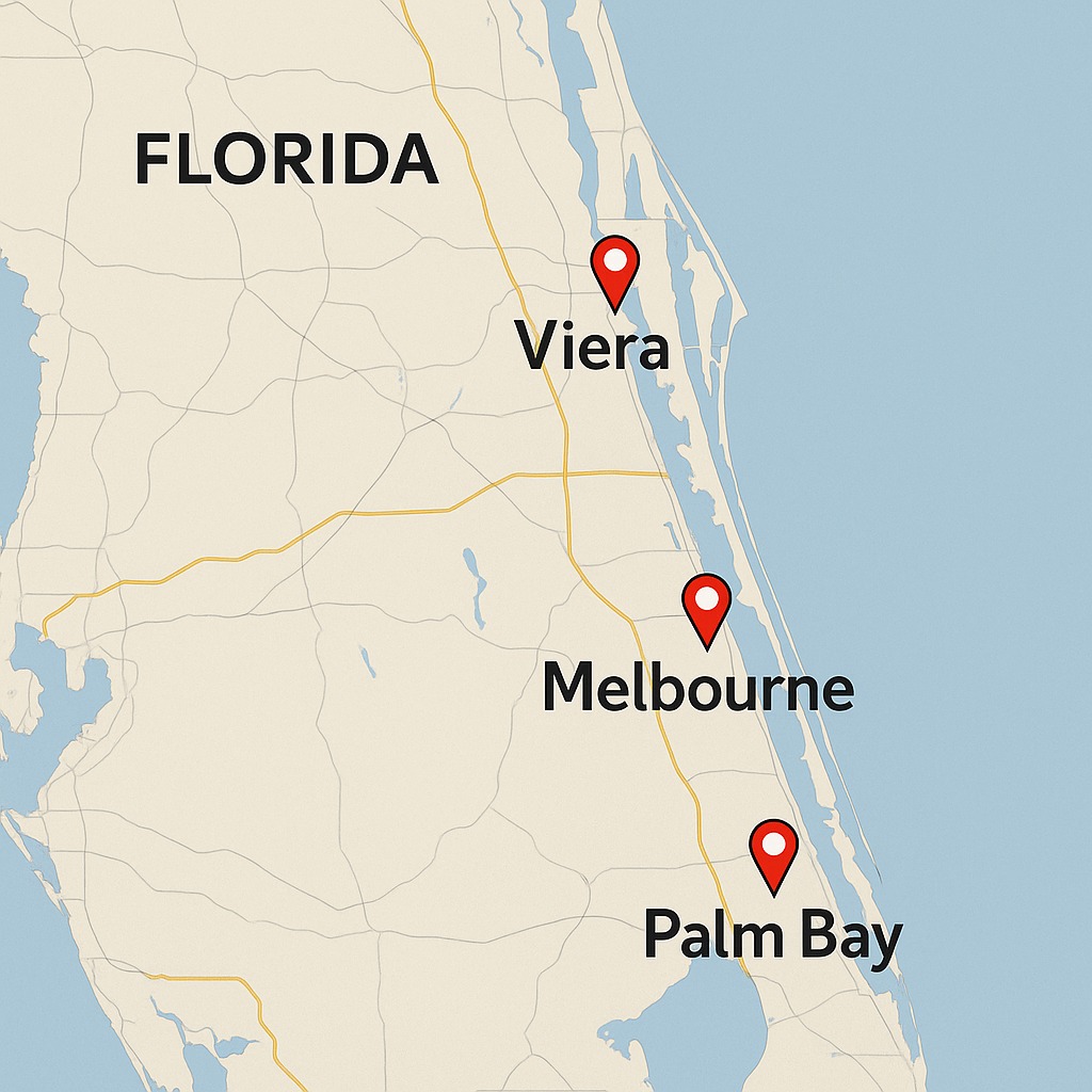 Map - Melbourne, Palm Bay and Viera, FL